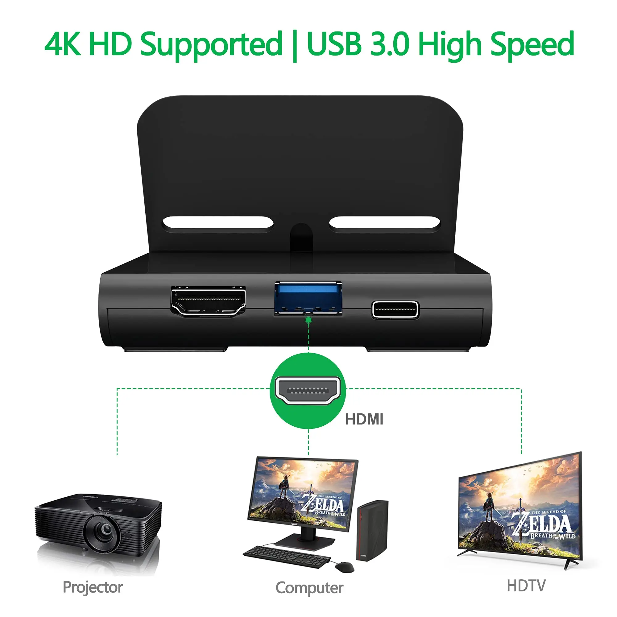Switch TV Dock Док-станция для Nintendo Switch. Портативная подставка зарядки компактный