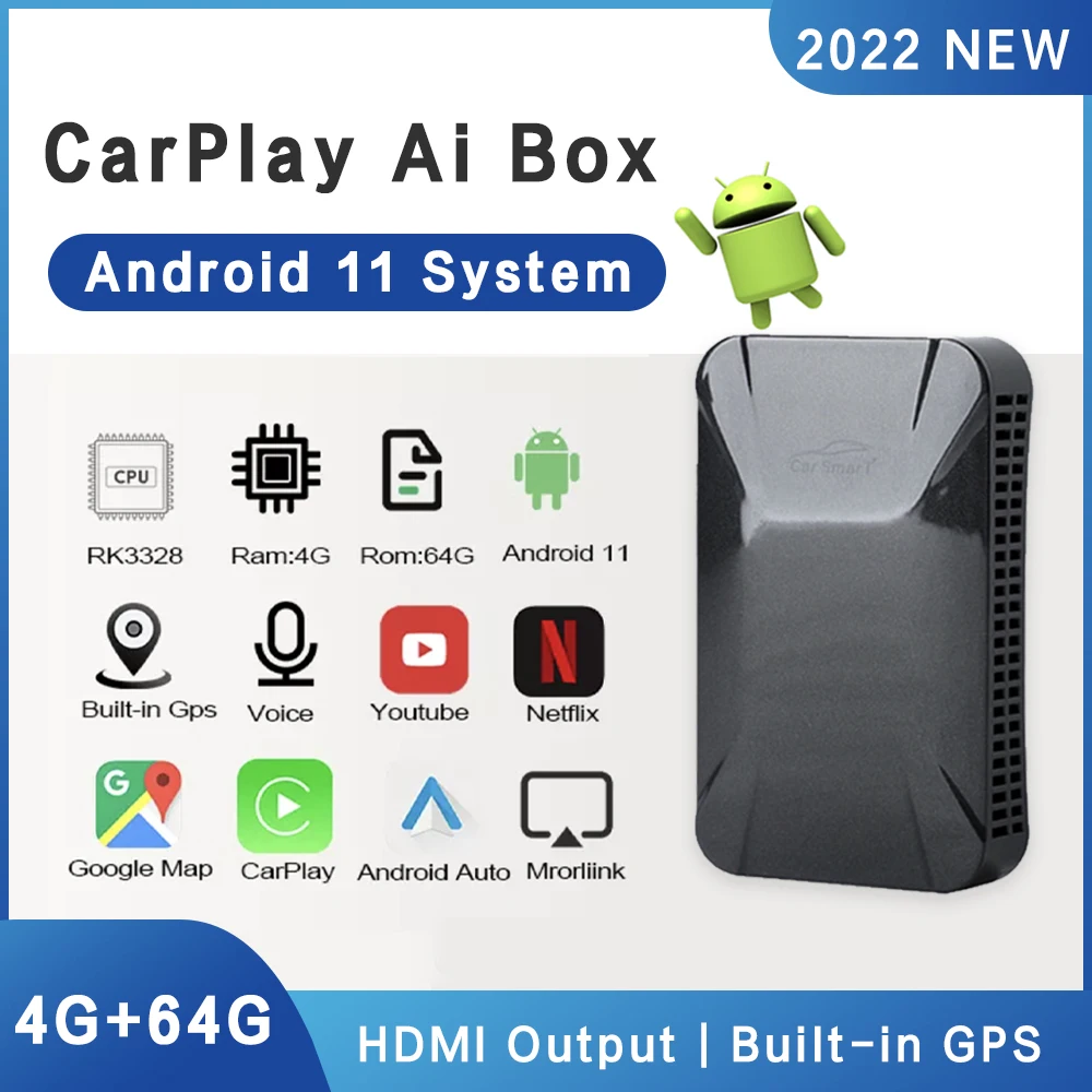 Carplay Ai Box Android 11 Автомобильный мультимедийный плеер 4 + 64 ГБ Youtube Google карта MirrorLink для Mercedes Benz Audi VW Toyota Kia хавер
Carplay Ai Box Android 11 Автомобильный мультимедийный плеер 4 + 64 ГБ Youtube Google карта MirrorLink для Mercedes Benz Audi VW Toyota Kia хавер