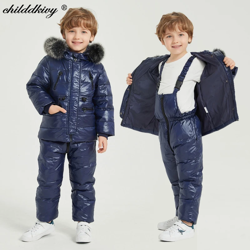 Детский пуховик зимний комбинезон для детей пальто девочек парка мальчиков