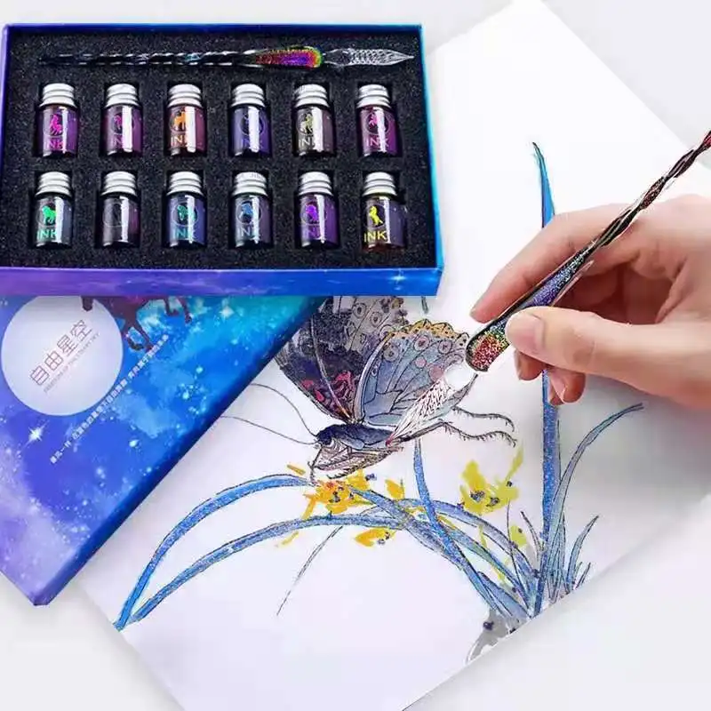 13/7pcs crystal glass pen starry sky dream dipping fountain pen flashing powder fountain pen 12 color art supplies highlighter
13/7pcs crystal glass pen starry sky dream dipping fountain pen flashing powder fountain pen 12 color art supplies highlighter
