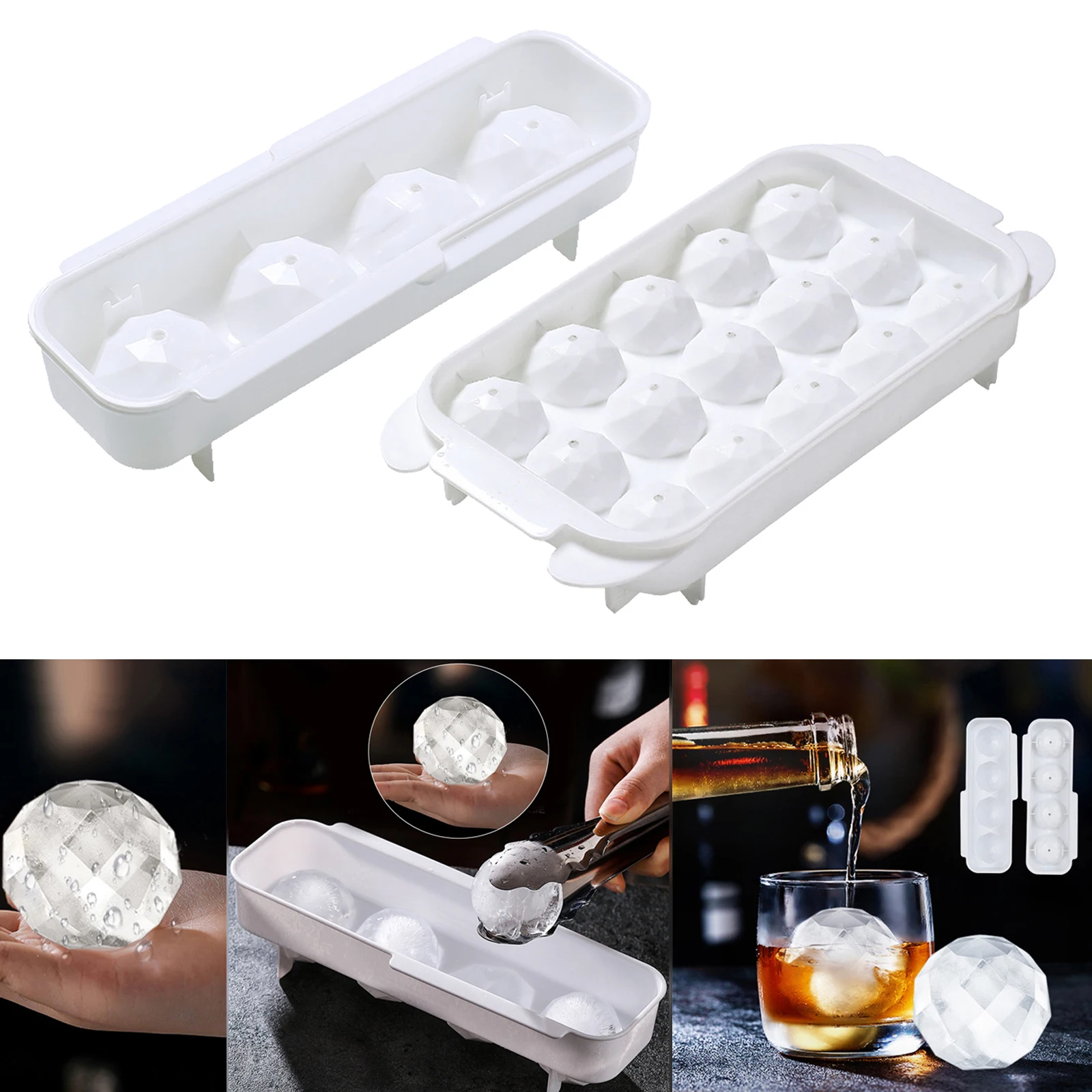 Ice Cube Trays Silicone,Sphere Ice Ball Maker with Lid and Large Square Ice Cube 
Ice Cube Trays Silicone,Sphere Ice Ball Maker with Lid and Large Square Ice Cube