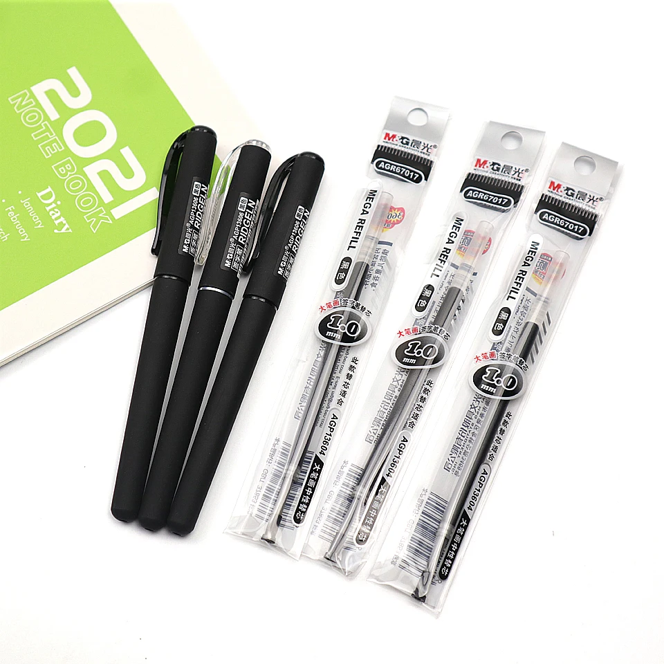 

3Pcs 1.0mm Gel Pen Black Ink Frosted Penholder Quality Very Good Writing Gel ink Pen Office Signature Neutral Pen Free 3 Refills
