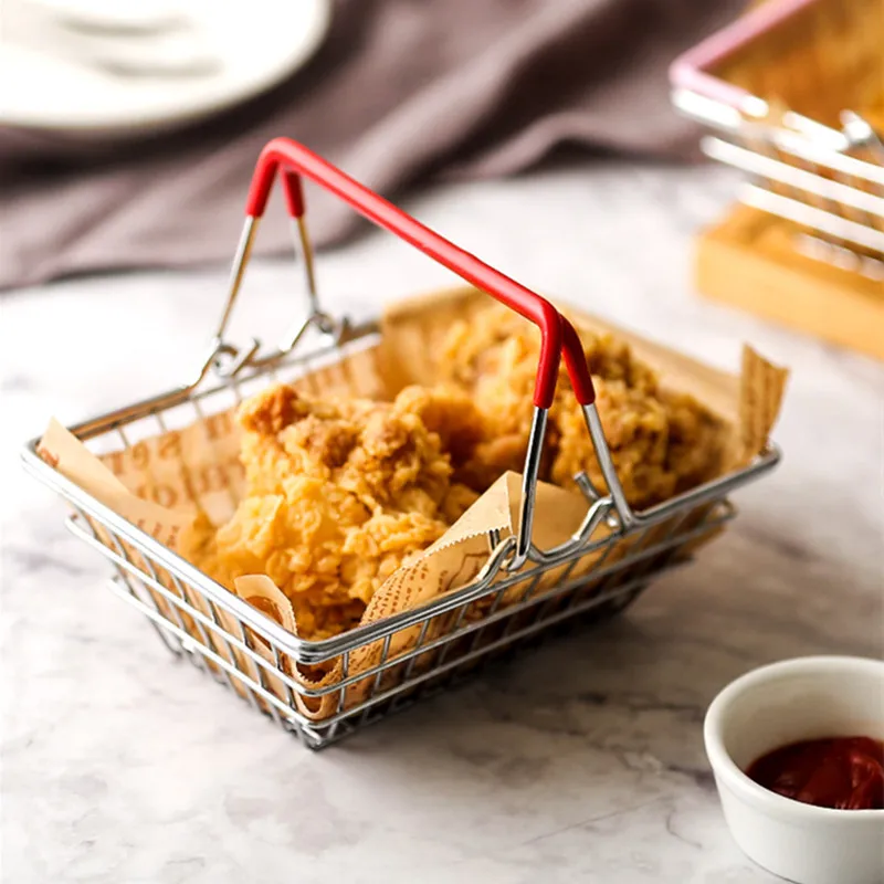 Creative Iron Art Snack Storage Basket Western Restaurant Bar Mini Supermarket Shopping Basket Snack French Fries Food Basket 
Creative Iron Art Snack Storage Basket Western Restaurant Bar Mini Supermarket Shopping Basket Snack French Fries Food Basket
