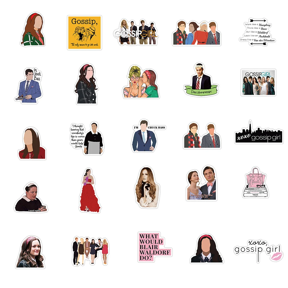 50PCS Gossip Girl Stickers Vinyl Character Outline Graffiti Decal Sticker Waterproof for Phone Bicycle Moto Skateboard Luggage
50PCS Gossip Girl Stickers Vinyl Character Outline Graffiti Decal Sticker Waterproof for Phone Bicycle Moto Skateboard Luggage