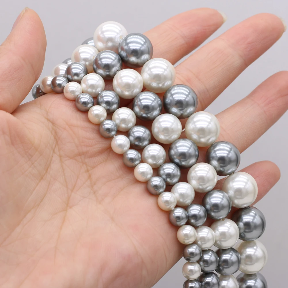 Бусины из натуральной ракушки, круглые бусины из перламутрового бисера, серые, белые бусины-разделители для изготовления ювелирных изделий «сделай сам», аксессуары для ожерелья, браслета 
Бусины из натуральной ракушки, круглые бусины из перламутрового бисера, серые, белые бусины-разделители для изготовления ювелирных изделий «сделай сам», аксессуары для ожерелья, браслета