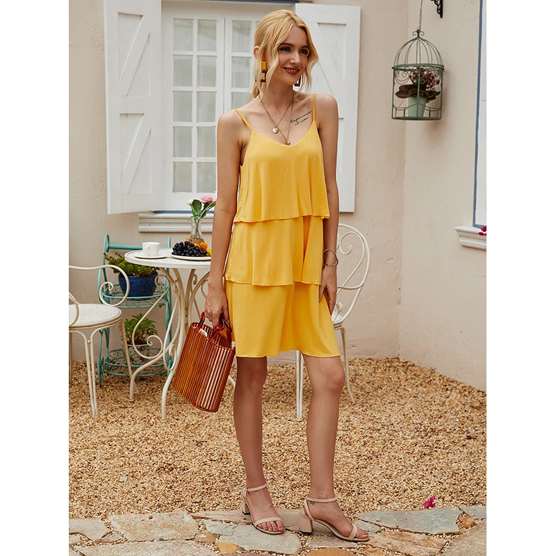 Summer Women Backless Spaghetti Sling Dress Seaside Vacation Sexy V-Neck Casual Cake Dresses WL214 
Summer Women Backless Spaghetti Sling Dress Seaside Vacation Sexy V-Neck Casual Cake Dresses WL214