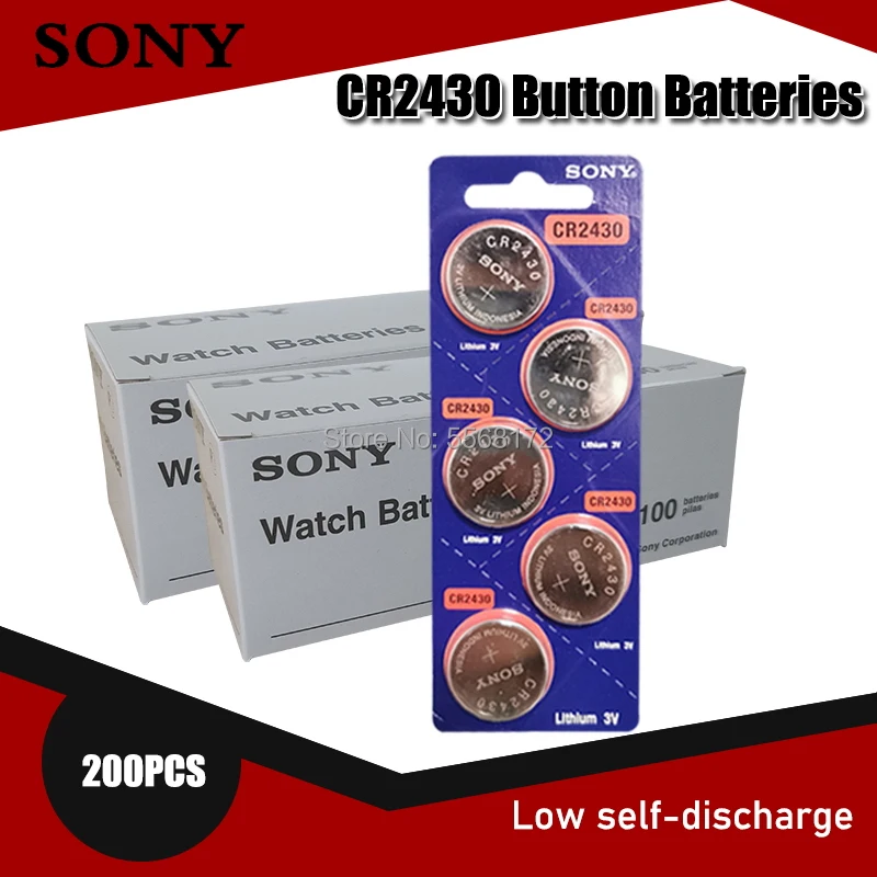 

200PC Original Sony CR2430 DL2430 CR 2430 3V Lithium Battery For Smart Watch Headphone Toy scale clocks hearing aids Button Coin