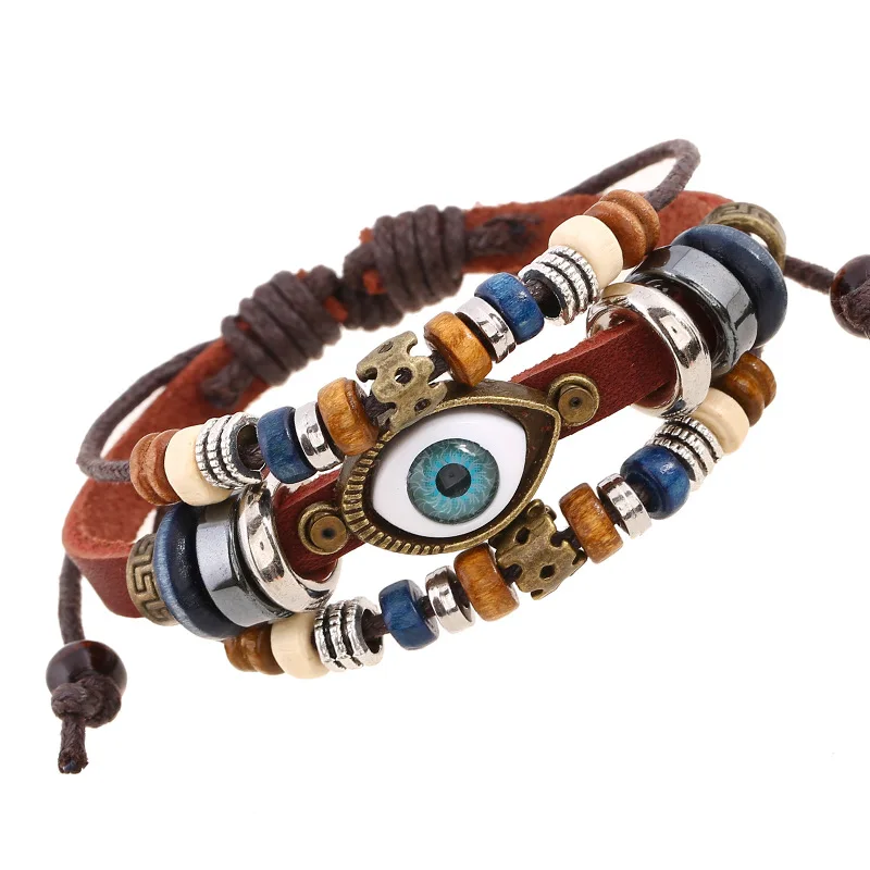 Unisex Couple Bracelet Eyeball Feather Multilayer Leather Bracelets Adjustable Charms Beads bracelet for Men Punk Wrap Wristband
Unisex Couple Bracelet Eyeball Feather Multilayer Leather Bracelets Adjustable Charms Beads bracelet for Men Punk Wrap Wristband
