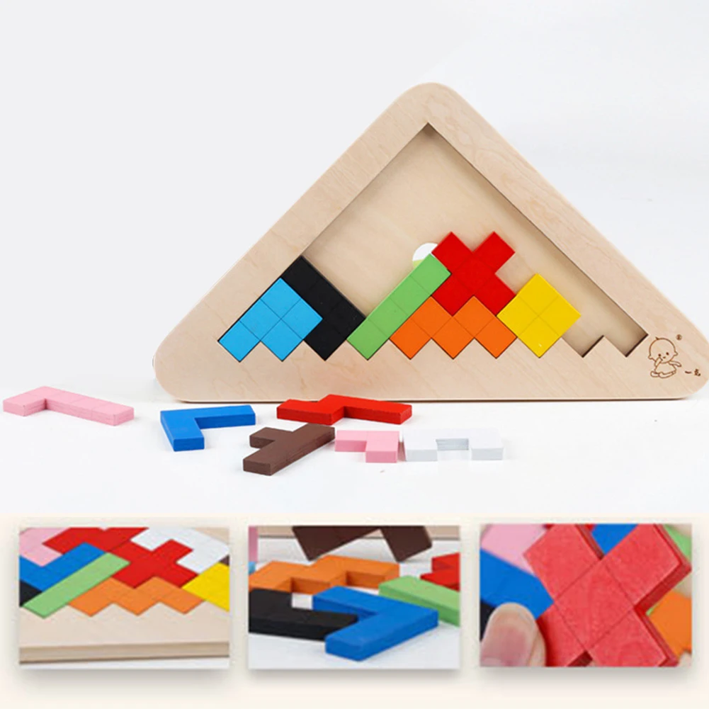 Трехмерная деревянная головоломка Tetris, строительная треугольная головоломка для детей, обучающий подарок Монтессори 
Трехмерная деревянная головоломка Tetris, строительная треугольная головоломка для детей, обучающий подарок Монтессори