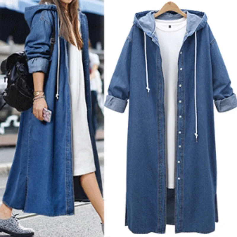 Oshoplive Fall 2021 New Hooded Long Sleeved Denim Women Coat High Street Fashion Long Windbreaker Women Jean Jackets For Women
Oshoplive Fall 2021 New Hooded Long Sleeved Denim Women Coat High Street Fashion Long Windbreaker Women Jean Jackets For Women