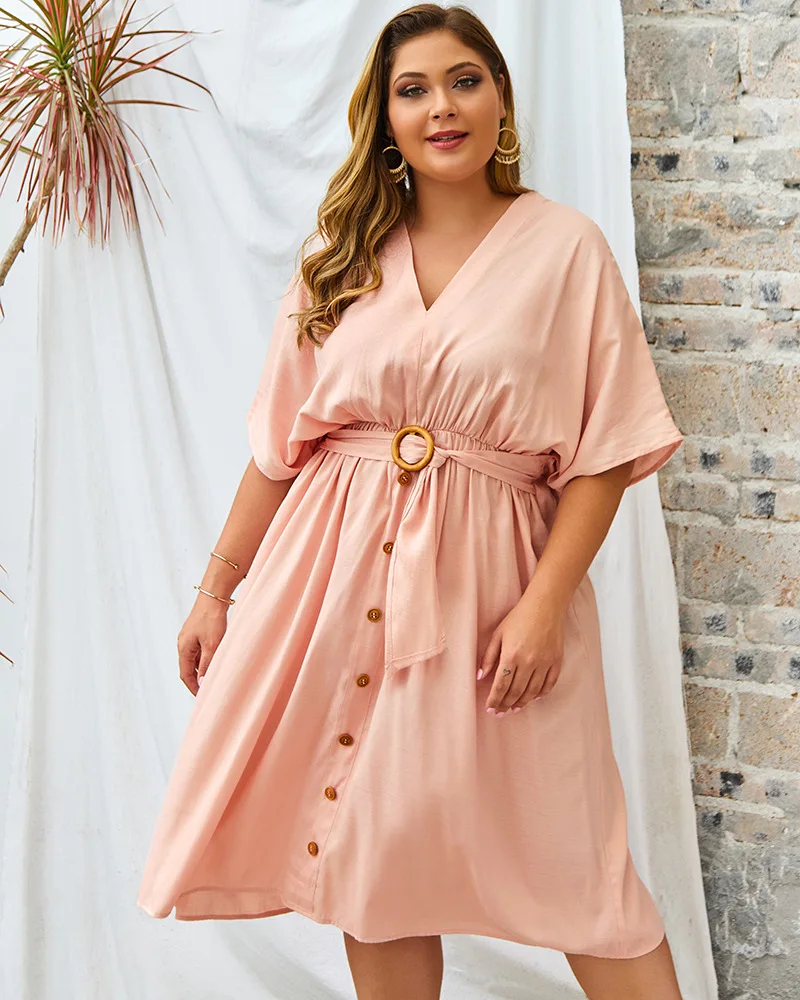 Plus Size Loose Dressess V Neck Short Sleeve Cotton Solid Color Dresses Ladies Casual Large Dress 2021 New summer women dress
Plus Size Loose Dressess V Neck Short Sleeve Cotton Solid Color Dresses Ladies Casual Large Dress 2021 New summer women dress