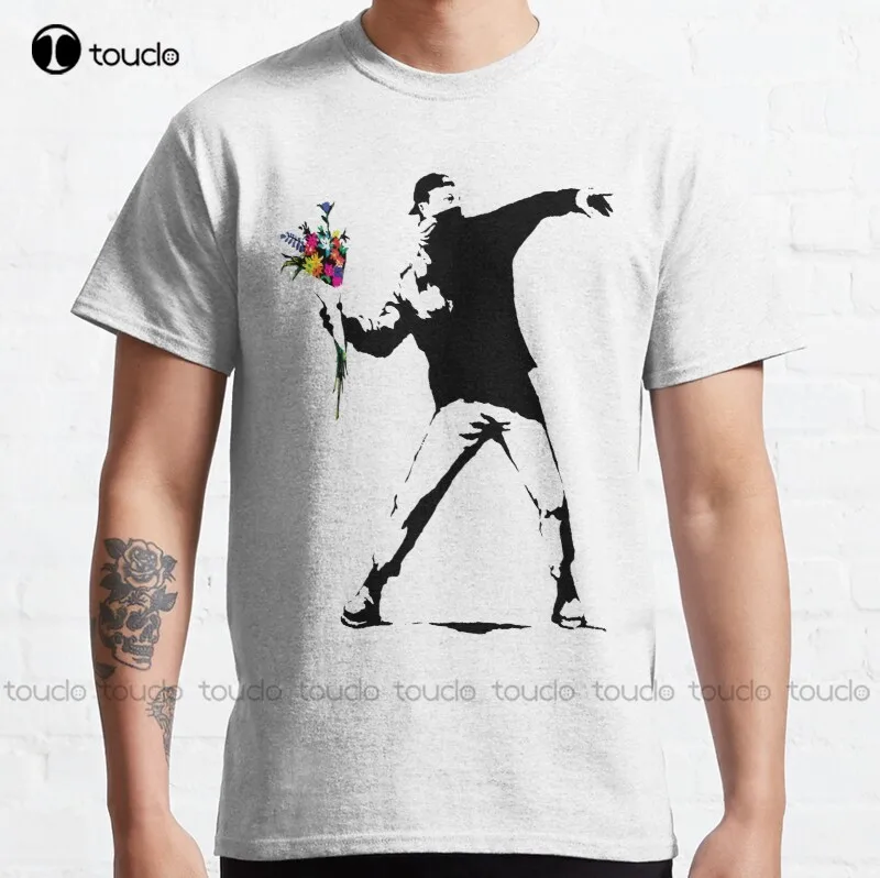 New Banksy Protester Throwing Flowers Classic T-Shirt Cotton Tee Shirt tshirts for women Custom aldult Teen unisex
New Banksy Protester Throwing Flowers Classic T-Shirt Cotton Tee Shirt tshirts for women Custom aldult Teen unisex