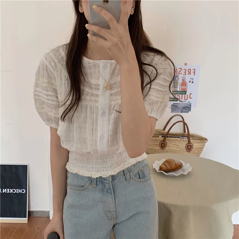 COIGARSAM Cute Patchwork blouse women High Waist blusas womens tops and blouses White 9069
COIGARSAM Cute Patchwork blouse women High Waist blusas womens tops and blouses White 9069