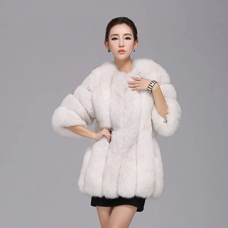 Luxury Ladies Faux Fur Jacket Coat Women Long Fox Winter Warm Fashion Multi Color Coats Outerwear Streetwear | Женская одежда