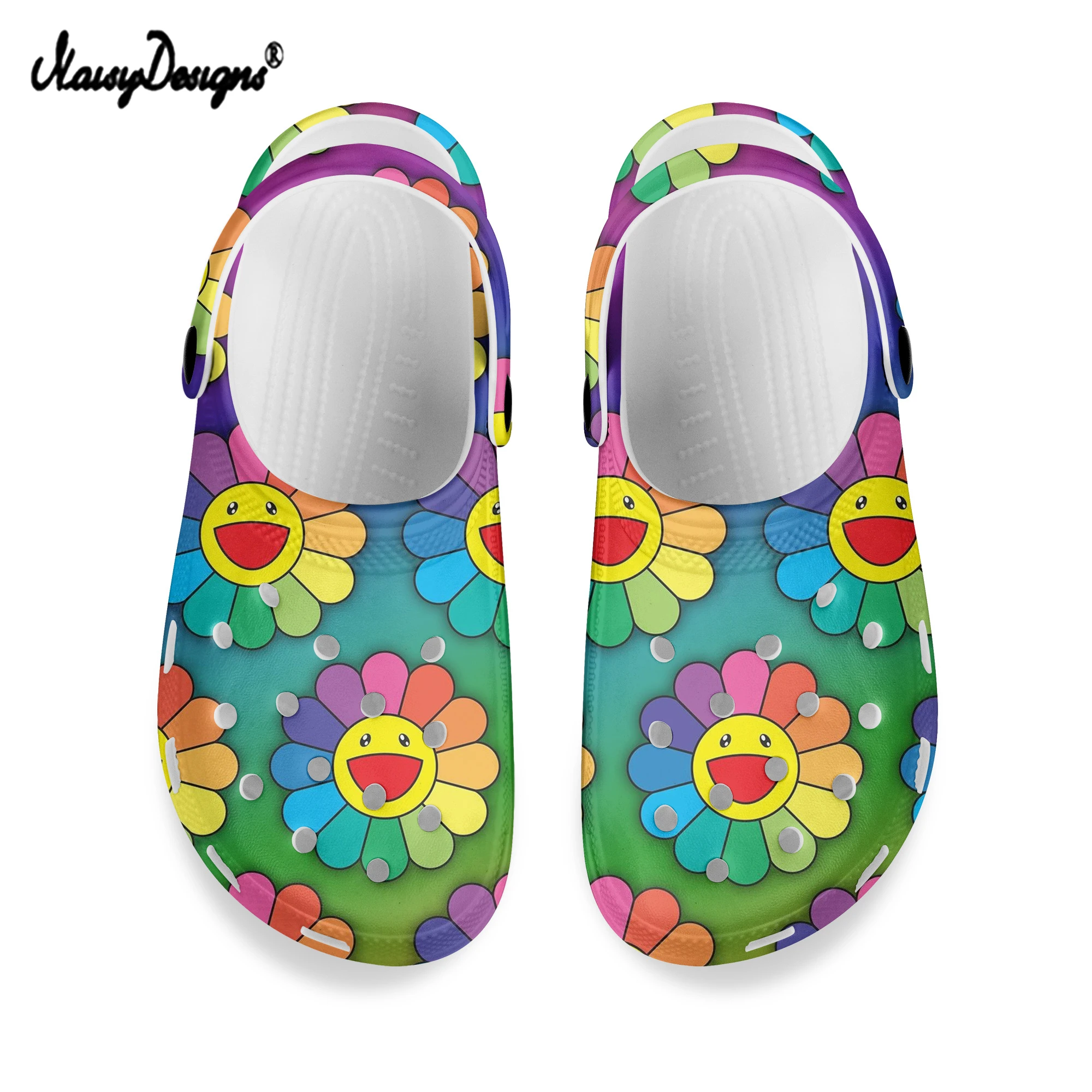 Женские и мужские сандалии с принтом подсолнухов, на плоской подошве 
Женские и мужские сандалии с принтом подсолнухов, на плоской подошве