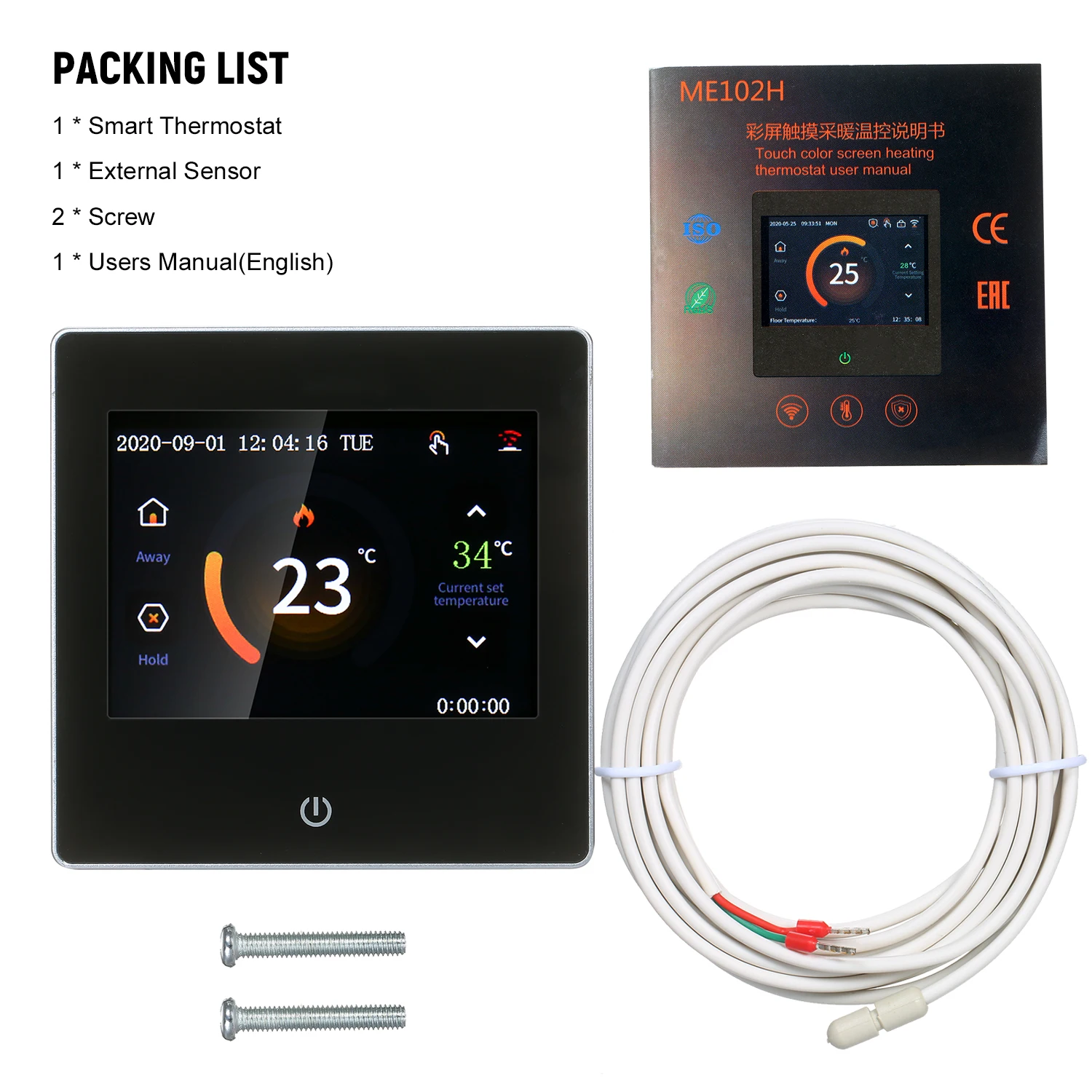 16A Digital Temperature Controller Smart Thermostat LCD Touch-screen Weekly Programmable Thermostat with WIFI Electric Heating
16A Digital Temperature Controller Smart Thermostat LCD Touch-screen Weekly Programmable Thermostat with WIFI Electric Heating