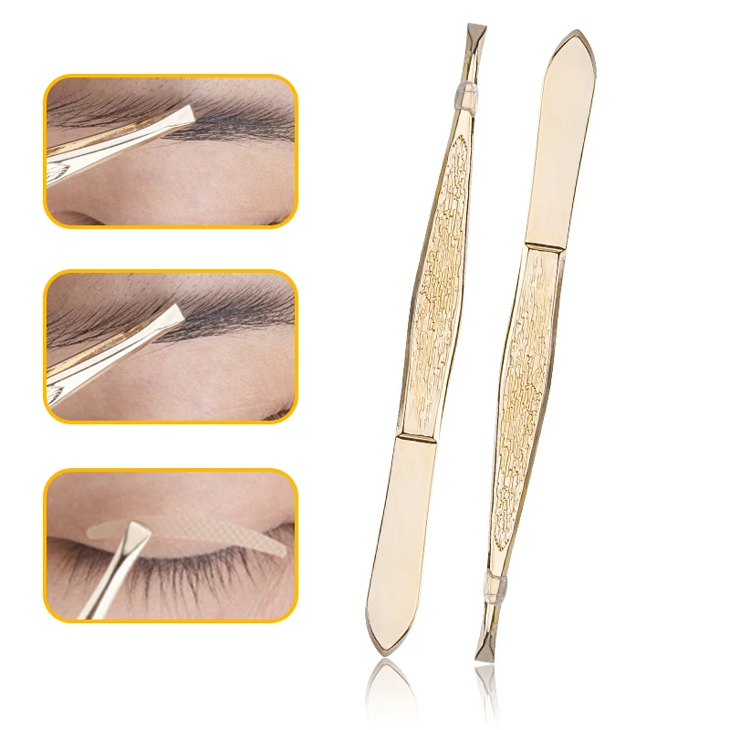 

1PCS Professional Gold Eyebrow Tweezers Eyelashes Hair Beauty Slanted Stainless Steel Tweezer Makeup Tool for Face Hair Removel
