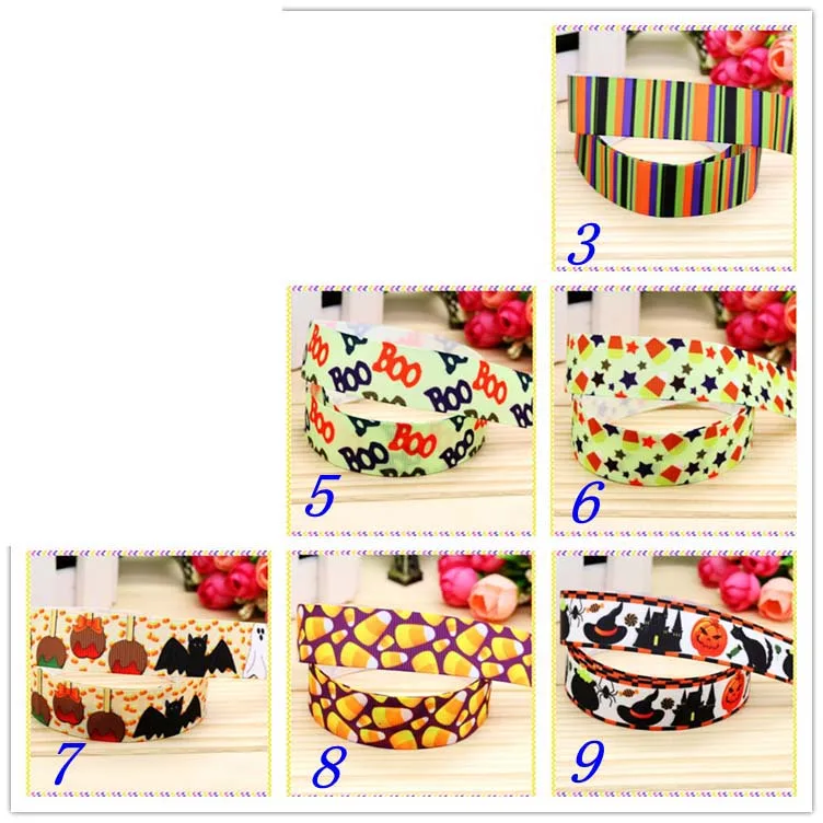 

7/8'' Free shipping halloween sugar printed grosgrain ribbon hairbow headwear party decoration diy wholesale OEM 22mm D278