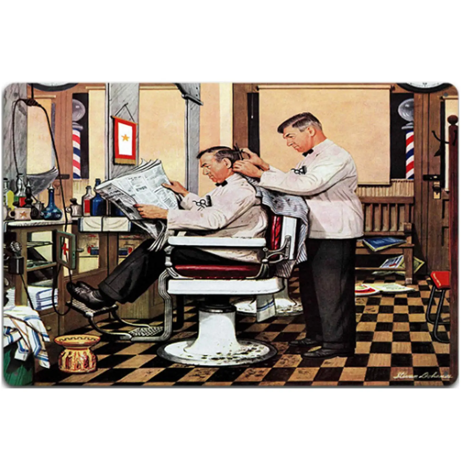 Original Retro Design Vintage Barber Room Tin Metal Signs Wall Art | Thick Tinplate Print Poster Wall Decoration for Barber Shop
Original Retro Design Vintage Barber Room Tin Metal Signs Wall Art | Thick Tinplate Print Poster Wall Decoration for Barber Shop