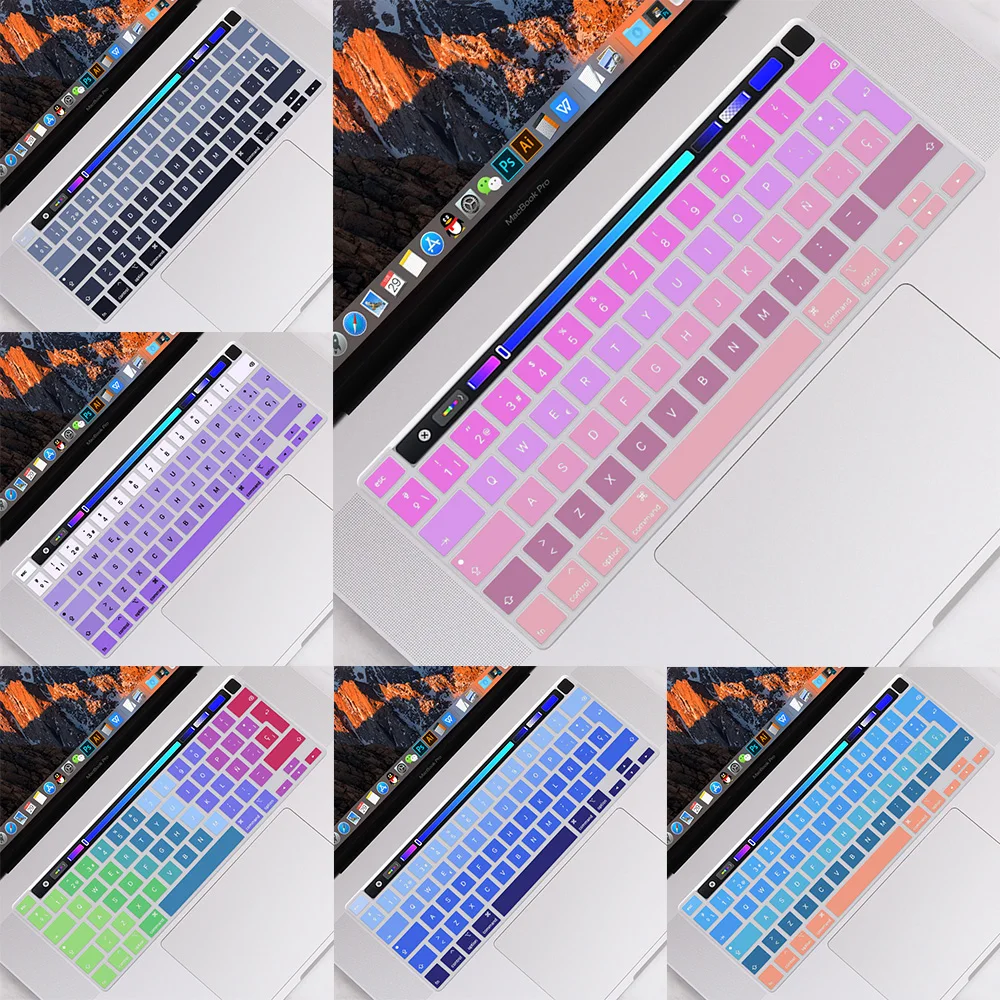 EU Spanish Version Keyboard Cover Skin Protector for MacBook Pro 13 inch 2020 M1 A2338 A2289 A2251 Touch Bar Gradient Color
EU Spanish Version Keyboard Cover Skin Protector for MacBook Pro 13 inch 2020 M1 A2338 A2289 A2251 Touch Bar Gradient Color