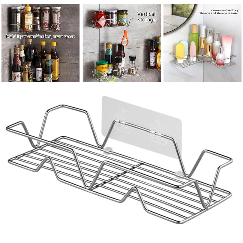 No Drilling Self-Adhesive Shower Shelf with Hooks Wall Hanging Basket Stainless Steel Organizer 
No Drilling Self-Adhesive Shower Shelf with Hooks Wall Hanging Basket Stainless Steel Organizer