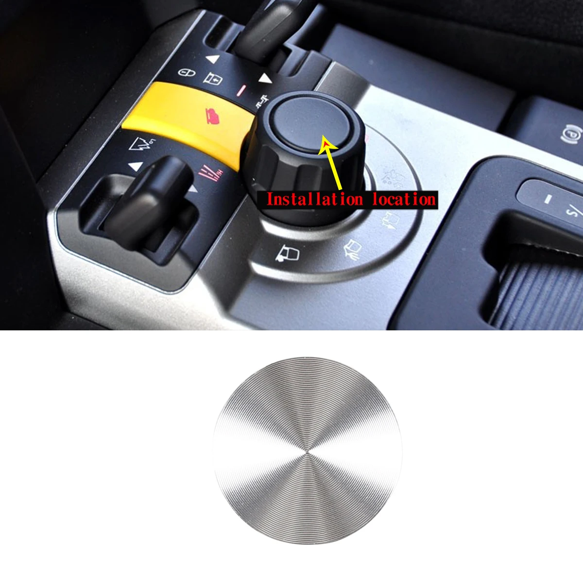 

Stainless Steel Car Styling for Land Rover Discovery 3 Central Control Gear Terrain Mode Adjustment knob Sticker Car Accessories