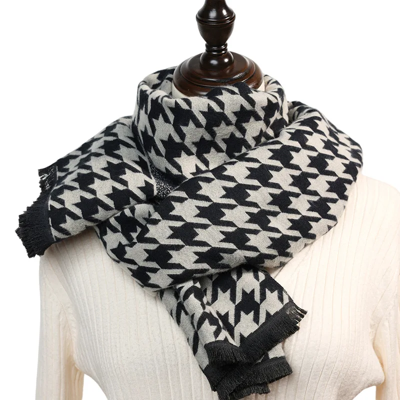 women winter thick fashion soft warm lady cashmere white and black long houndstooth letters scarf with tassel
women winter thick fashion soft warm lady cashmere white and black long houndstooth letters scarf with tassel