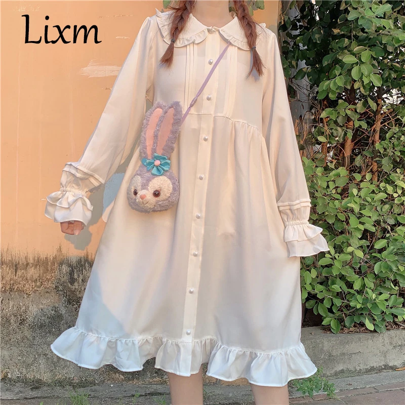 Japanese Lolita Sweet Girl Color White Red doll collar ruffled long sleeve lolita mid-length dress loli cos tea party Autumn
Japanese Lolita Sweet Girl Color White Red doll collar ruffled long sleeve lolita mid-length dress loli cos tea party Autumn