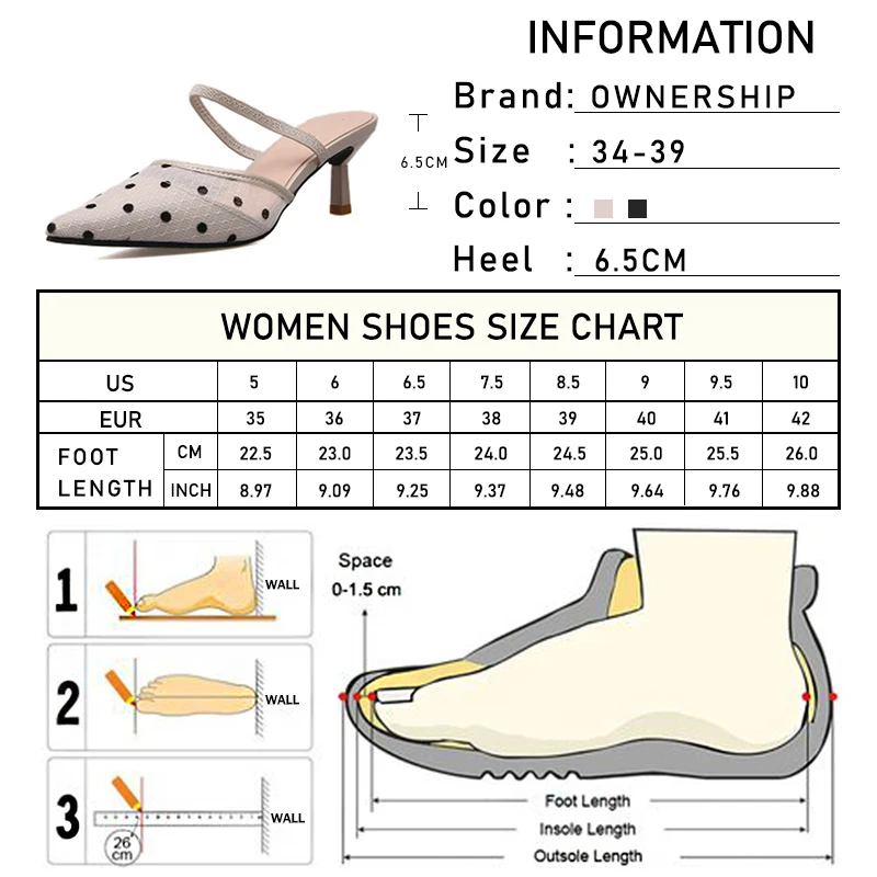 Elegant Ladies Mules Woman Slippers Polka Dot Pumps Women Thin High Heels Female Pointed Toe Casual Shoes Women's Summer Slides
Elegant Ladies Mules Woman Slippers Polka Dot Pumps Women Thin High Heels Female Pointed Toe Casual Shoes Women's Summer Slides