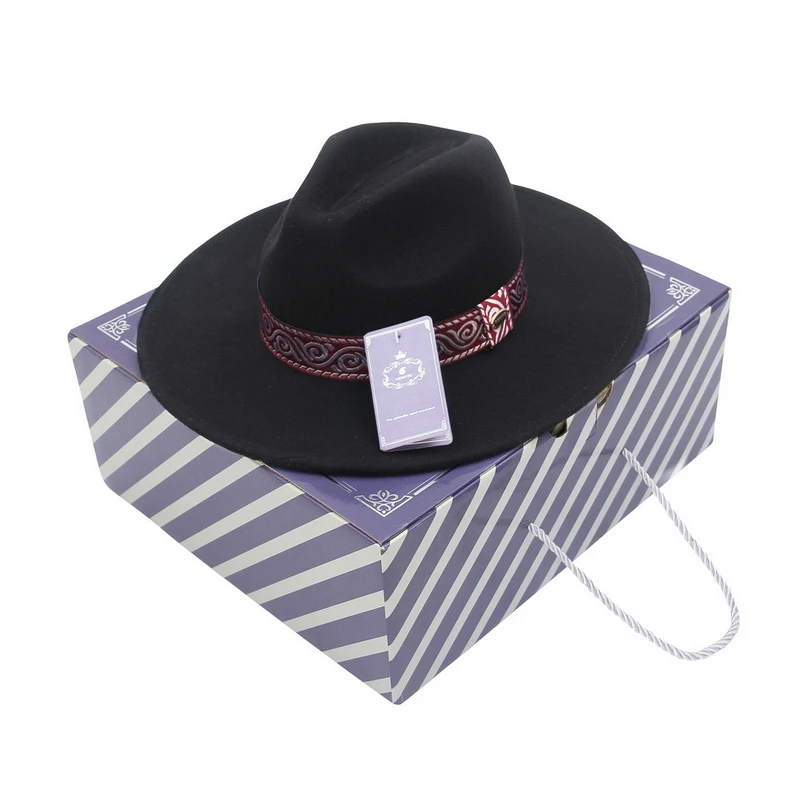 GEMVIE Brand Wide Brim Women's Wool Hat Mens Fedora Winter Felt Hat Striped Vintage Band Autumn Panama Jazz Cap
GEMVIE Brand Wide Brim Women's Wool Hat Mens Fedora Winter Felt Hat Striped Vintage Band Autumn Panama Jazz Cap