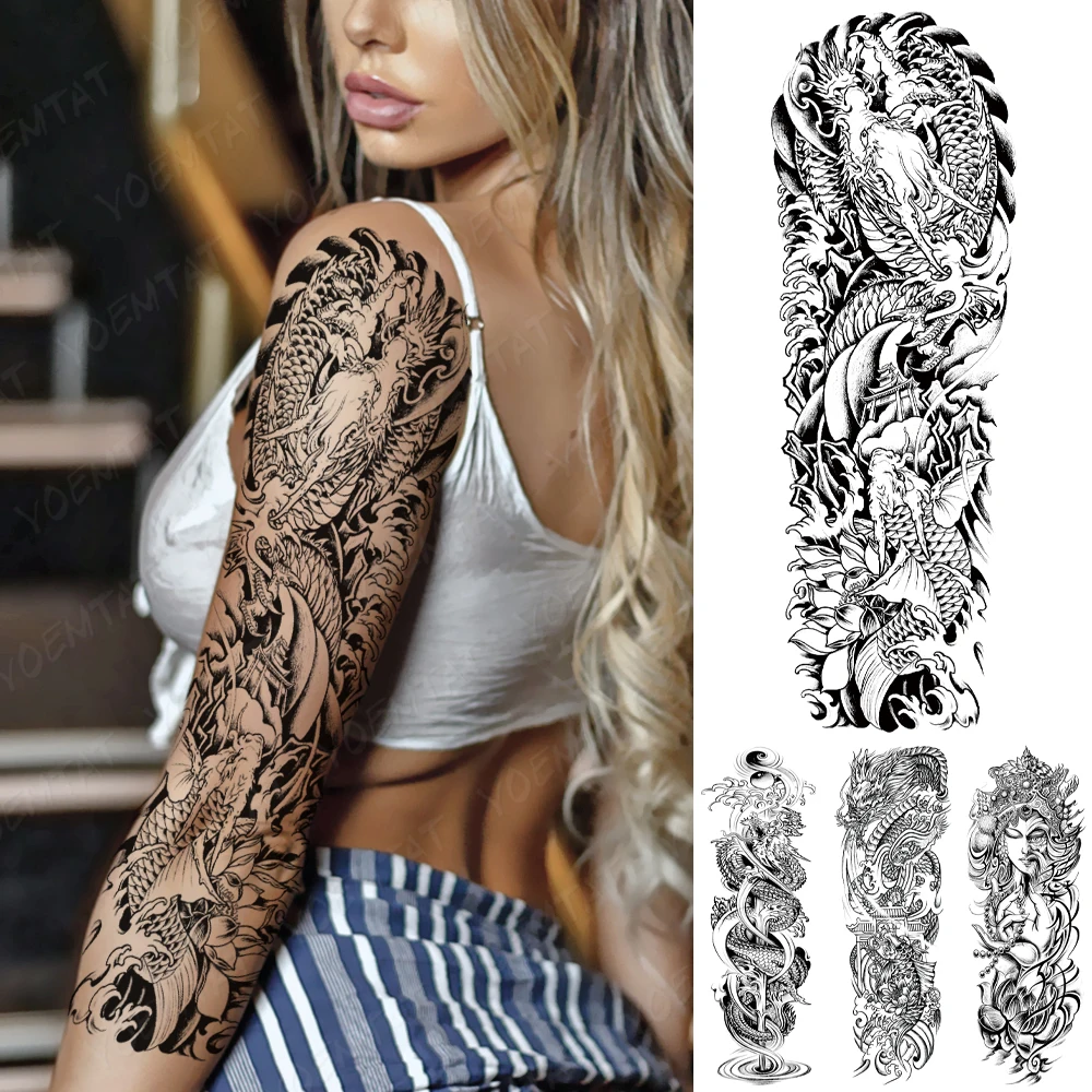 Large Full Arm Sleeve Tattoo Japanese Traditional Dragon Waterproof Temporary Tatoo Sticker Black Ink Men Women Body Art Tatto
Large Full Arm Sleeve Tattoo Japanese Traditional Dragon Waterproof Temporary Tatoo Sticker Black Ink Men Women Body Art Tatto