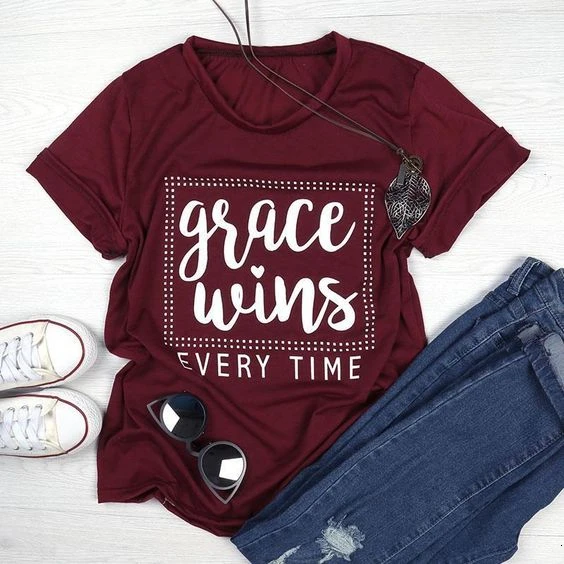 Grace wins every time t shirt women fashion casual party hipster slogan aesthetic tumblr religion Christian tees cute top- K320
Grace wins every time t shirt women fashion casual party hipster slogan aesthetic tumblr religion Christian tees cute top- K320