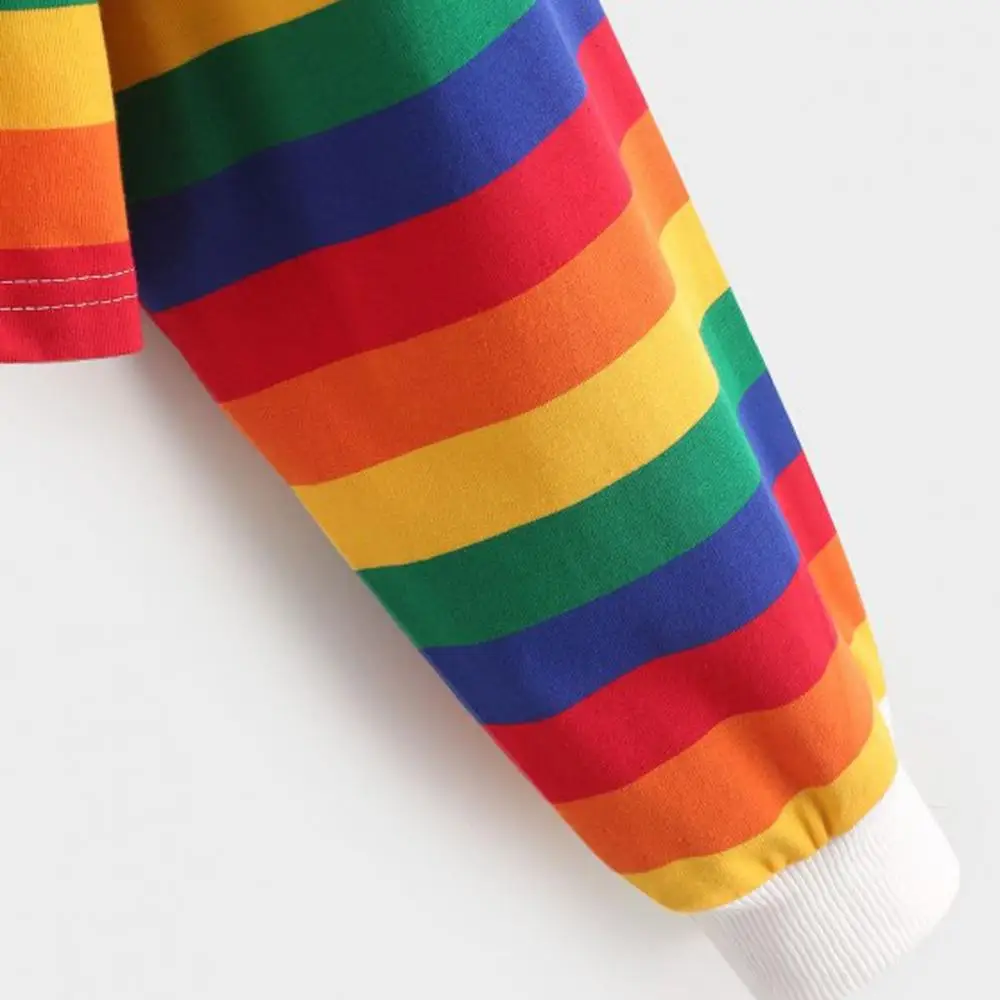 Hoodies Women rainbow Patchwork women's sweatshirt 2020 summer Button turndown Harajuku Streetwear Fashion Crop Top Hoodie
Hoodies Women rainbow Patchwork women's sweatshirt 2020 summer Button turndown Harajuku Streetwear Fashion Crop Top Hoodie