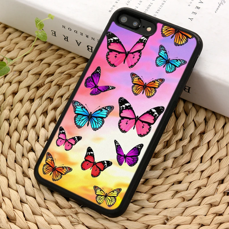 Чехол для телефона LvheCn с красочными бабочками iPhone 6 s 7 8 10 X Samsung Galaxy S5 S6 S7 edge S8 S9 plus