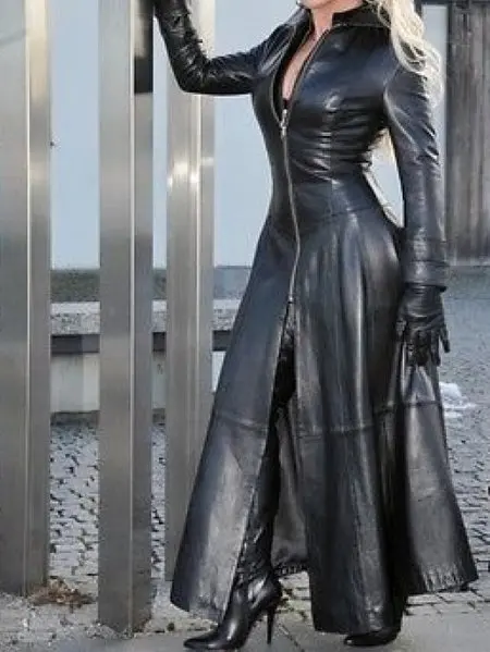 VOLALO 2023 New Fashion Women Stand Collar Long Faux Leather Jacket Women Loose Zipper PU Long Sleeve Trench Coat for Women
VOLALO 2023 New Fashion Women Stand Collar Long Faux Leather Jacket Women Loose Zipper PU Long Sleeve Trench Coat for Women