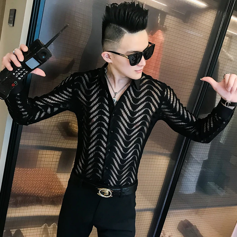 Transparent Shirts Mens Black See Through Shirts Mens Sexy Club Outfit Hollow Camisa Casual Masculino Slim Fit Party Dress Stage
Transparent Shirts Mens Black See Through Shirts Mens Sexy Club Outfit Hollow Camisa Casual Masculino Slim Fit Party Dress Stage