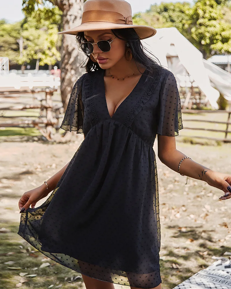 Woman Dress Summer 2021 Chiffon Office Lady Ball Gown Ruffles V-Neck Butterfly Sleeve Dresses for Women Clothes 
Woman Dress Summer 2021 Chiffon Office Lady Ball Gown Ruffles V-Neck Butterfly Sleeve Dresses for Women Clothes