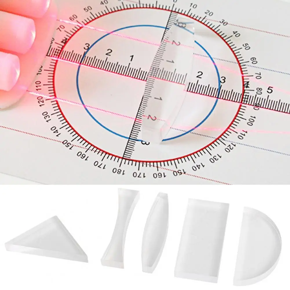 5Pcs/Set Reflection Optics Prism Semicircle Physical Triangle Experiment Reflection Cylindrical Concave Lens for Child
5Pcs/Set Reflection Optics Prism Semicircle Physical Triangle Experiment Reflection Cylindrical Concave Lens for Child