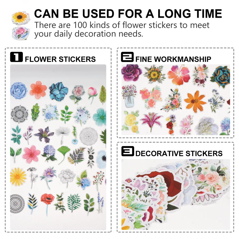 100Pcs Flower Stickers Waterproof Stickers Adhesive Floral Decals Decorations 
100Pcs Flower Stickers Waterproof Stickers Adhesive Floral Decals Decorations