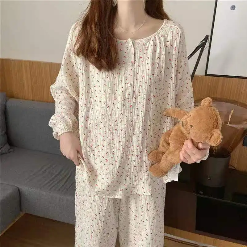 Autumn Pajamas Sets For Women Sleepwear Japanese Style Long-Sleeves Shirt +Pants Female Printed 2Piece/Set Homewear Pyjama
Autumn Pajamas Sets For Women Sleepwear Japanese Style Long-Sleeves Shirt +Pants Female Printed 2Piece/Set Homewear Pyjama