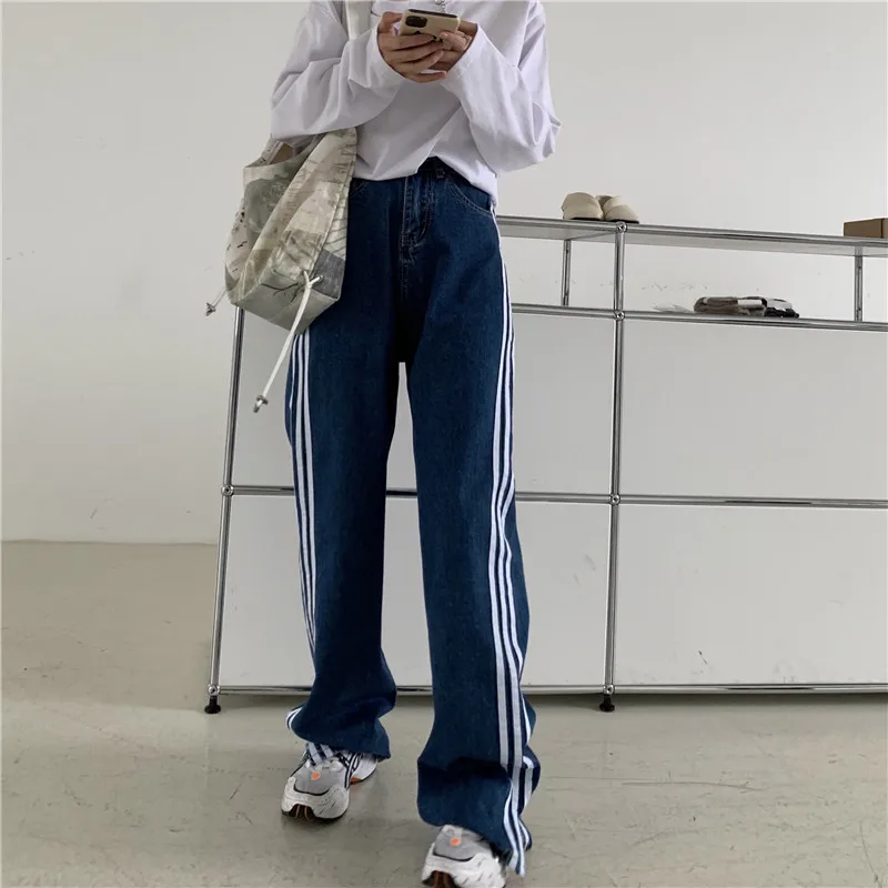 Pantalon Femme Pocket High Waist Dark Blue Jeans Striped Straight Loose Slit 100% Cotton Stretch Jeans Women Plus Size Trousers
Pantalon Femme Pocket High Waist Dark Blue Jeans Striped Straight Loose Slit 100% Cotton Stretch Jeans Women Plus Size Trousers