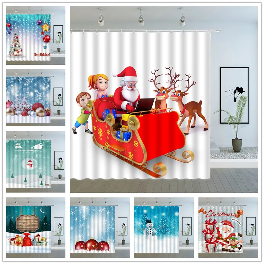 Christmas Shower Curtains Cartoon Santa Claus Snowman Winter Snow Scenery New Year Xmas Themed Bathroom Decor Cloth Curtain Set
Christmas Shower Curtains Cartoon Santa Claus Snowman Winter Snow Scenery New Year Xmas Themed Bathroom Decor Cloth Curtain Set