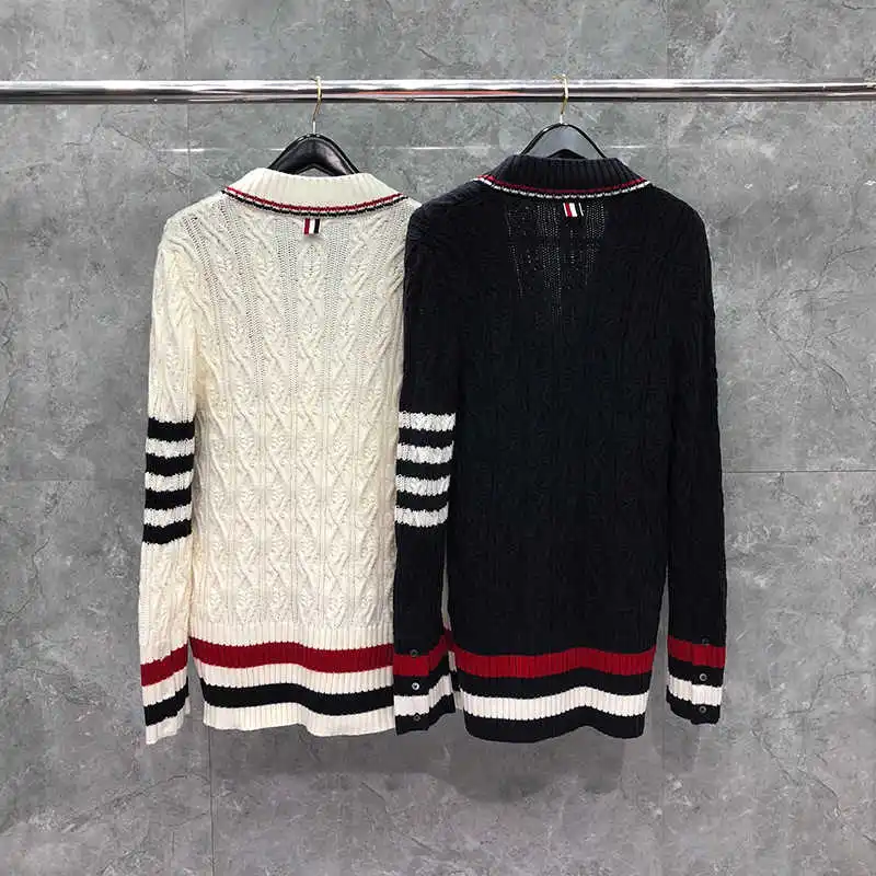 2021 Fashion Brand Sweater Wonen V-Neck Cardigans Clothing Striped Wool Long Thick Autumn Winter Casual Coat
2021 Fashion Brand Sweater Wonen V-Neck Cardigans Clothing Striped Wool Long Thick Autumn Winter Casual Coat