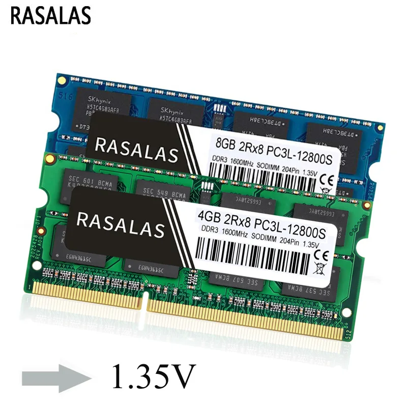 Rasalas DDR3 4 ГБ 8 Оперативная память 2Rx8 PC3 12800S DDR3L 1600 МГц SO DIMM 1 35 V Oперативная Nамять