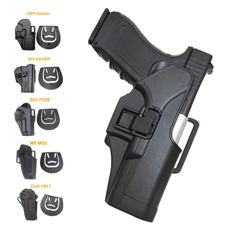 

Tactical Gun Holster For Glock 17 19 Beretta M9 Colt 1911 Sig Sauer P226 HK USP Airsoft Belt Holster General Hunting Pistol Case