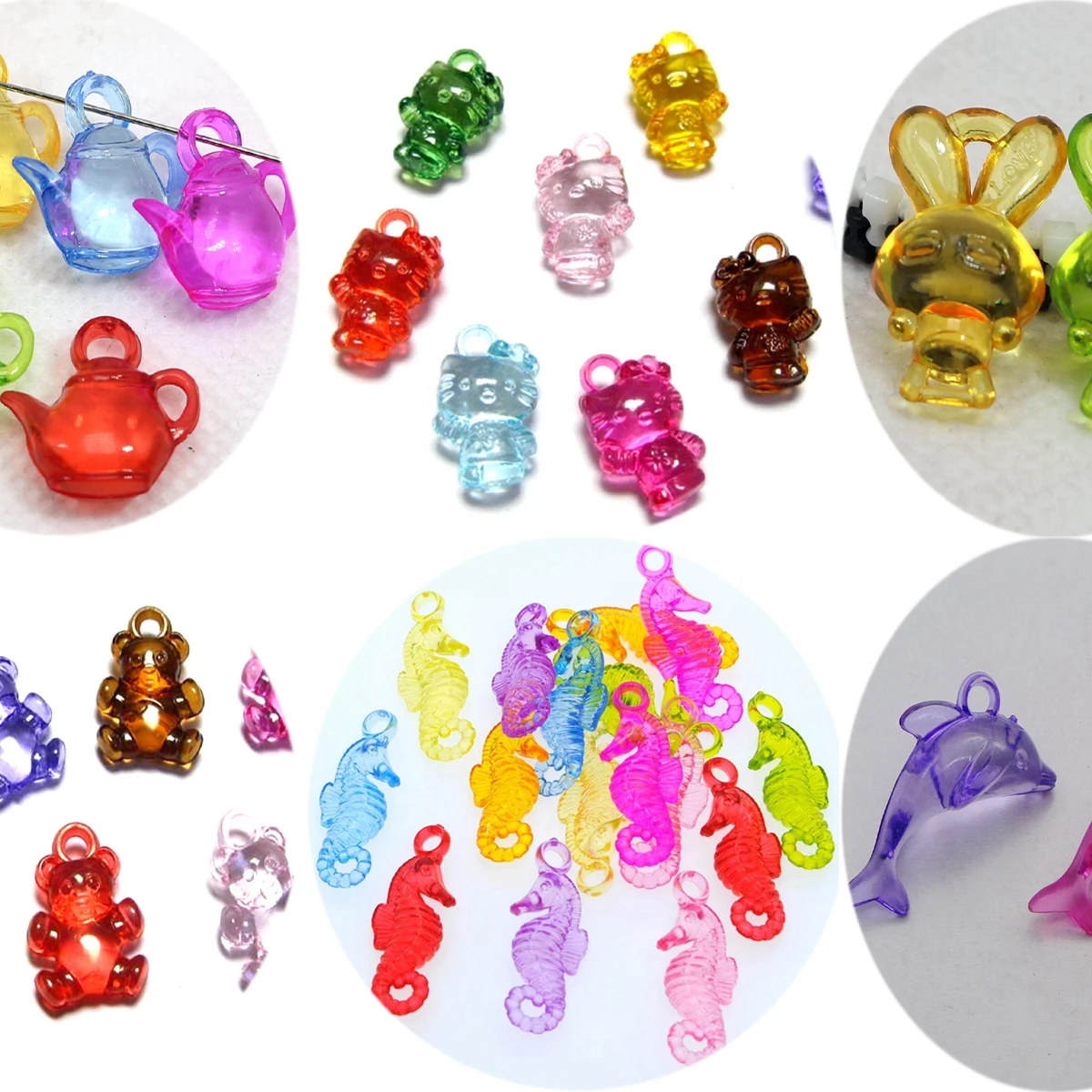 100 Mixed Colour Transparent Acrylic Cute Various Animal Cat Charm Pendants
100 Mixed Colour Transparent Acrylic Cute Various Animal Cat Charm Pendants