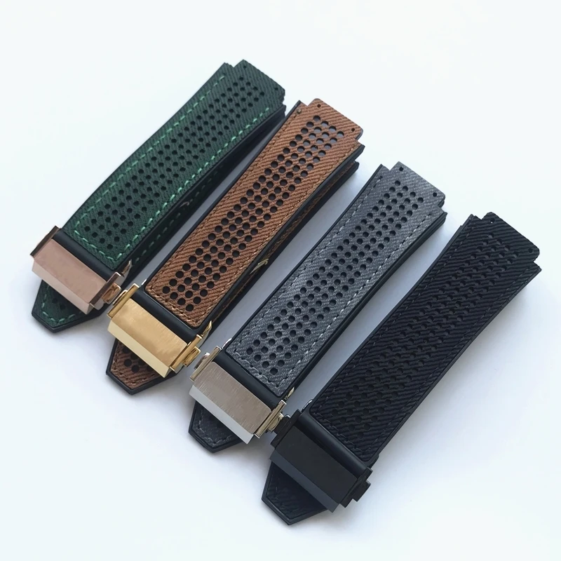Watch accessorie 25*19mm Black Brown Gray Green leather With Rubber Strap Watchband Replace For Hublot Fusion series bracelet
Watch accessorie 25*19mm Black Brown Gray Green leather With Rubber Strap Watchband Replace For Hublot Fusion series bracelet