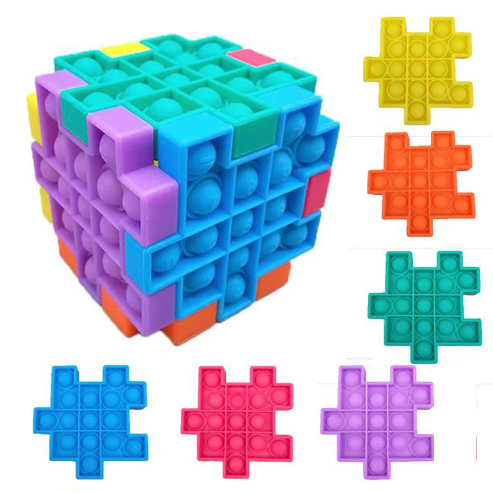 Colorful Fidget puzzle Silicone Set Push Bubble toys Pack Sensory Toy for kids Gift Anti-stress Game Hexahedron combination
Colorful Fidget puzzle Silicone Set Push Bubble toys Pack Sensory Toy for kids Gift Anti-stress Game Hexahedron combination