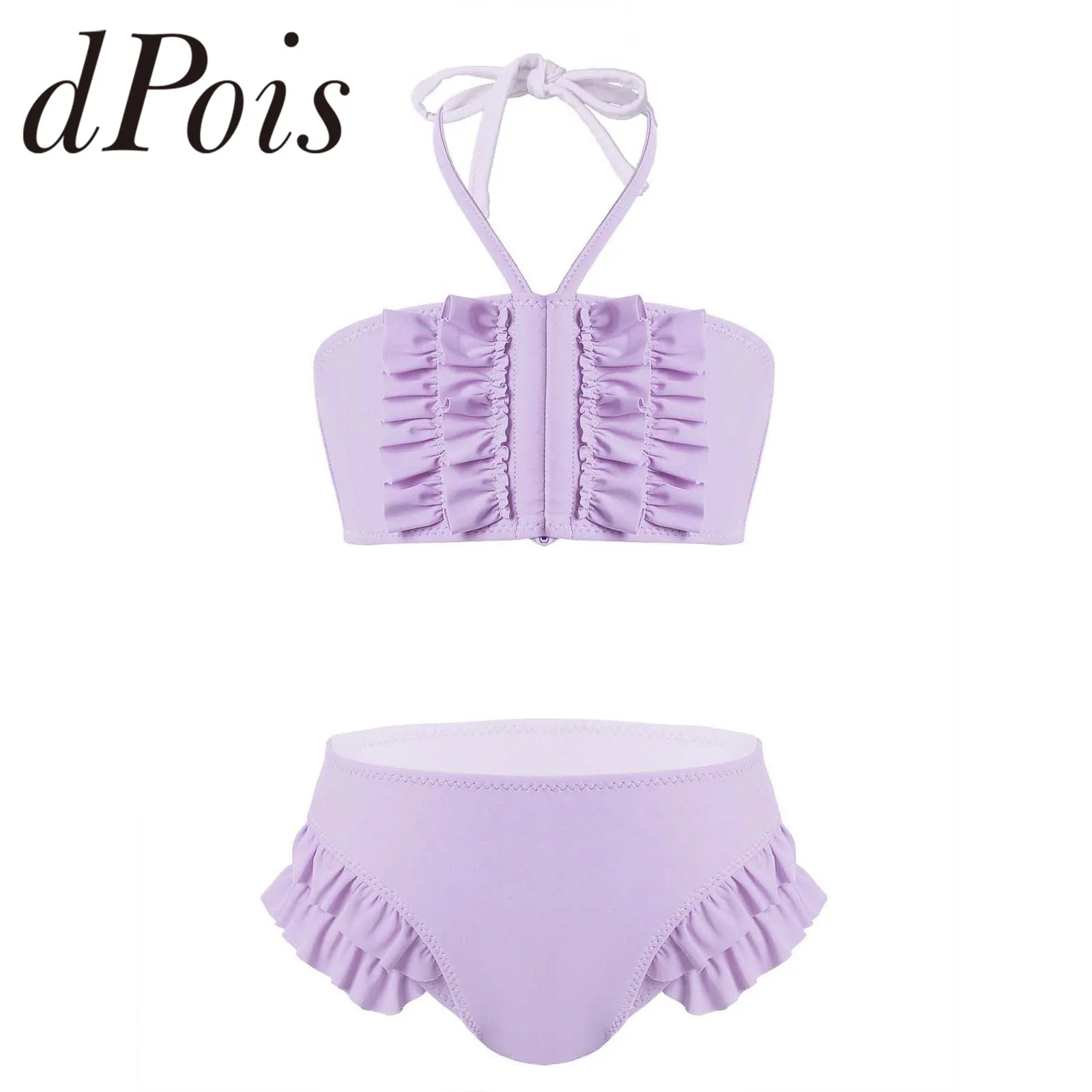 2Pcs Kids Swimwear Girls Swimsuit Haler Neck Bra Top + Bikini Bottoms Children's Ruffled Swimsuits Summer Beachwear Bathing Suit
2Pcs Kids Swimwear Girls Swimsuit Haler Neck Bra Top + Bikini Bottoms Children's Ruffled Swimsuits Summer Beachwear Bathing Suit