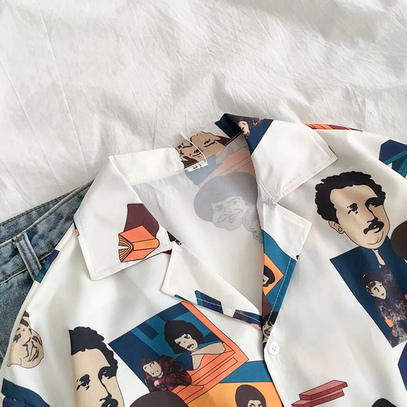 Women Retro Summer Chiffon Cartoon Print Slim Short Sleeve Lapel Single Buckle Casual Blouse
Women Retro Summer Chiffon Cartoon Print Slim Short Sleeve Lapel Single Buckle Casual Blouse